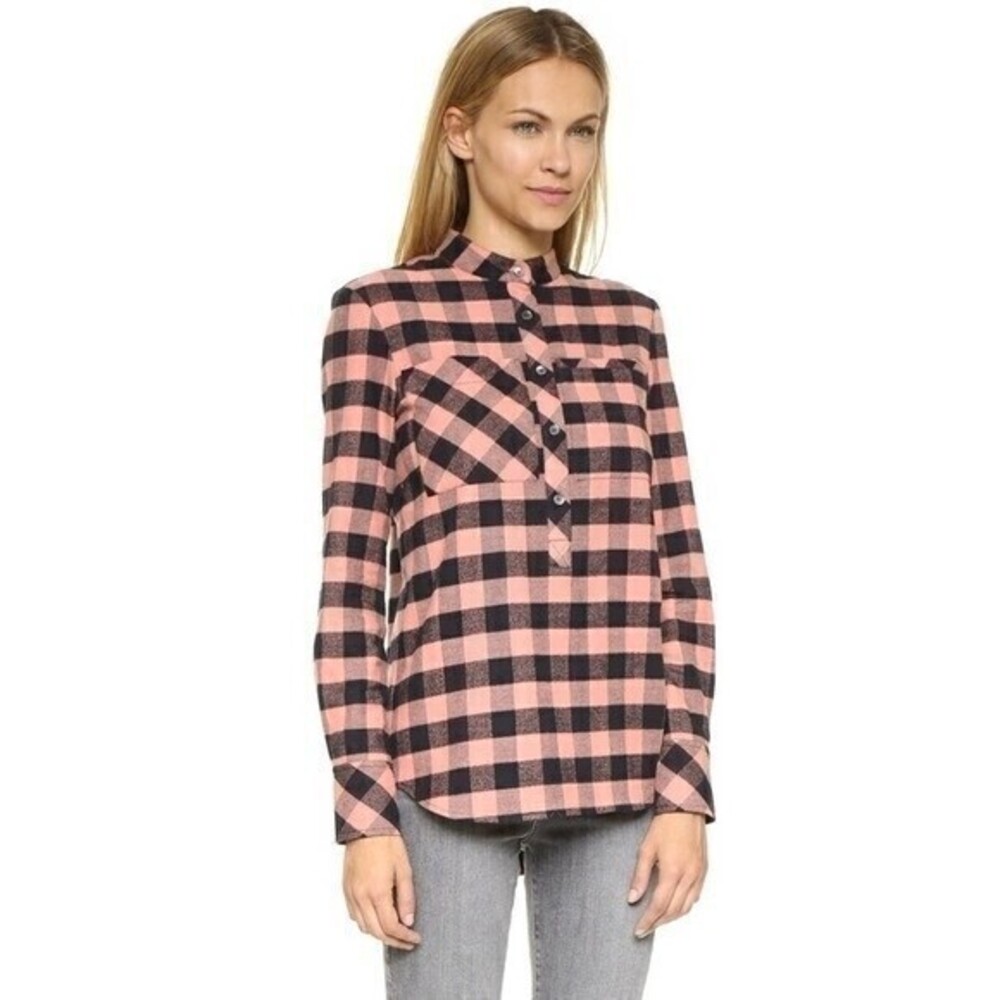 Derek Lam 10 Crosby Plaid Long Sleeve Top‎
